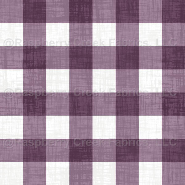 Faux Linen PRINTED Textured Gingham Plum - Raspberry Creek Fabrics