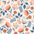 Vintage floral ornament with blooming flowers, blue, orange Image