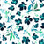 Bianna Watercolor Floral-Deep Ocean Blue and Teal on white Image