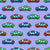 Colorful Toy Pixelated Video Game Cars on Purple Blue Wallpaper Image