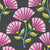 Dusty Pastel Pink and Deep Gray Japanese Fan Flowers Dark Watercolor Wallpaper Image