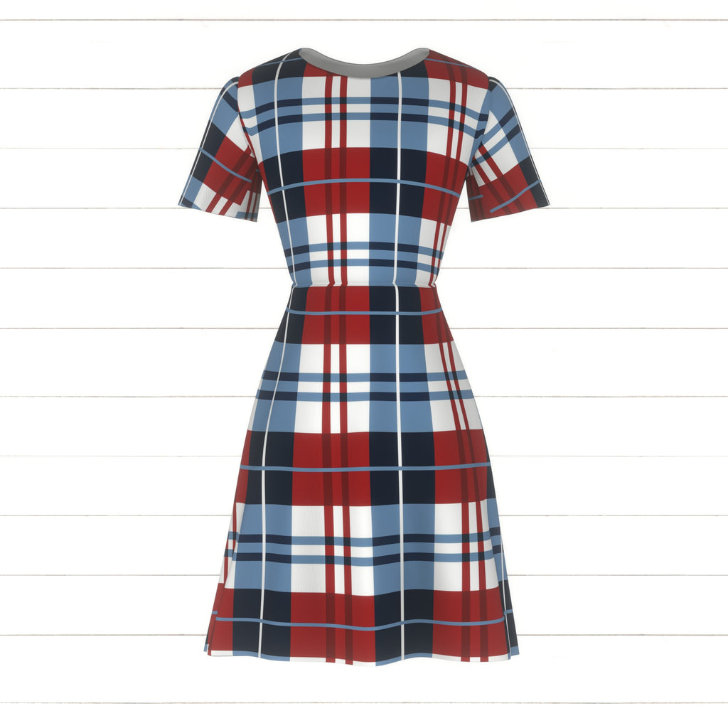 Red White and Blue Plaid Fabric, Raspberry Creek Fabrics