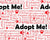 Adopt Me Words Red and Black on a White Background Image