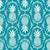 Pineapple Fruit Damask Ivory on Lagoon Turquoise Blue Image