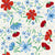Ditsy Florals in Blue and Red: A tossed pattern of dainty flowers Image