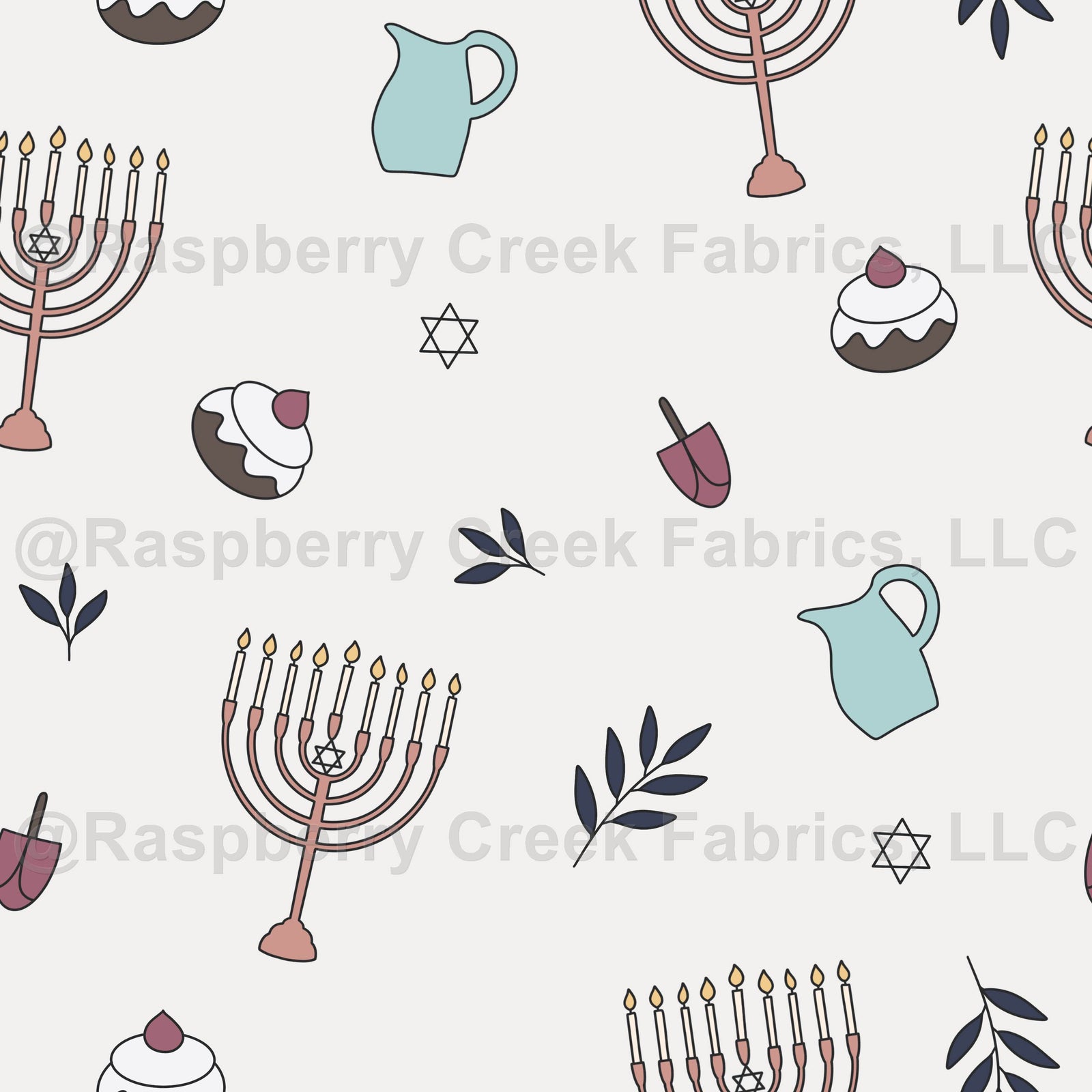Chanukah/Hannukah Pattern with Soft Grey Background