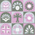 Mediterranean Flower and Cross Arch Tiles in Grey Green Pink, Aegean Summer by Stephanie Fiona Design Image