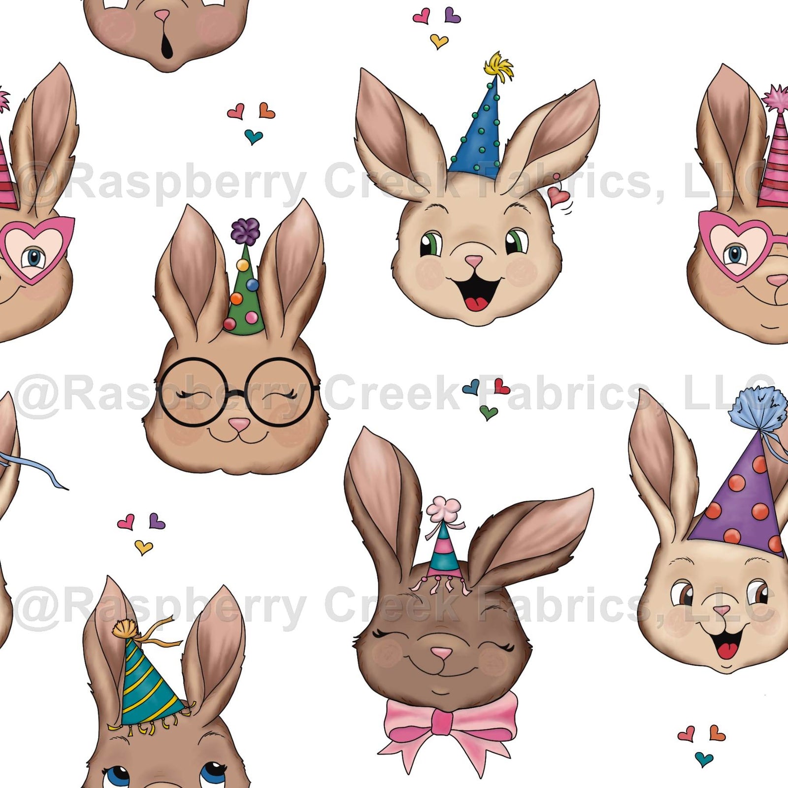 Party Bunnies on white by Lisa Wornham