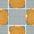 Mid-Century Modern Floral Stripe Mustard Botanical with Blue Lines Image