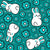Easter Bunnies and Flowers Turquoise Image