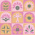 Mediterranean Flower and Cross Arch Tiles in Pink Green Yellow, Aegean Summer by Stephanie Fiona Design Image