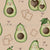 Avocado and Toast With Hearts | Avocado Pattern Background Color Latte Image