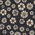 American Folksy Floral Tossed Khaki flowers with Bright Yellow centers on charcoal black background Image