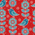 folk red light blue and white birds and flowers Image