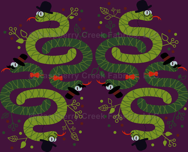 Dapper Snake Dapper snakes and plants - Raspberry Creek Fabrics