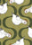 Whimsical White Hens Pecking and Olive Green Retro Ogees on Muted Green Image