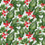 Snowy Winter Holly Pattern Design, Green, Red, White Image
