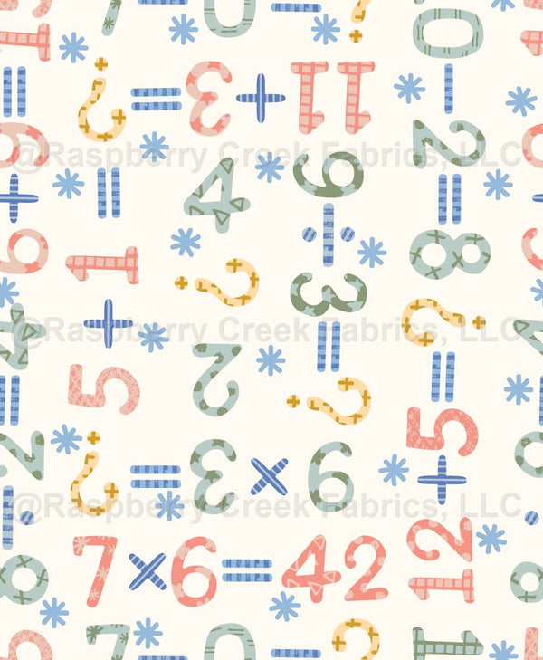 Colorful Numbers Math Symbols Back To School - Raspberry Creek Fabrics