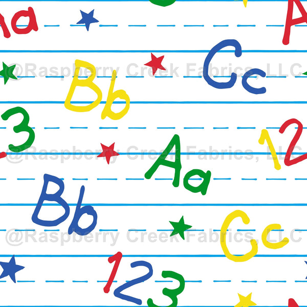 Alphabet and Numbers ABC 123 on notebook Paper with stars, Too Cool Fo ...