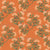 Peach orange flowers on an circular layout floral flower pattern on a deep orange background Image