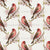 Red Birds, Summer Tanager, Cherry Blossom, Vintage Pattern Image