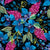 Mid-Summer Bliss - Blue and Magenta Boho Floral on Black Image