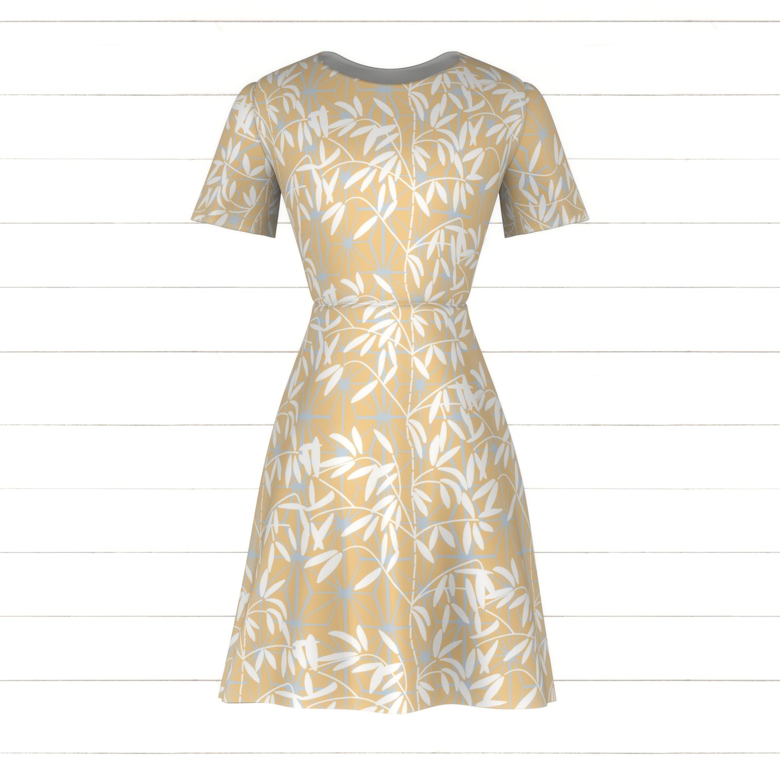 Abstract Bamboo in White Yellow, Shizen by Stephanie Fiona Design