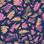 Floral Bounty Sunset Fern Meadow in pink and peach with navy background Image