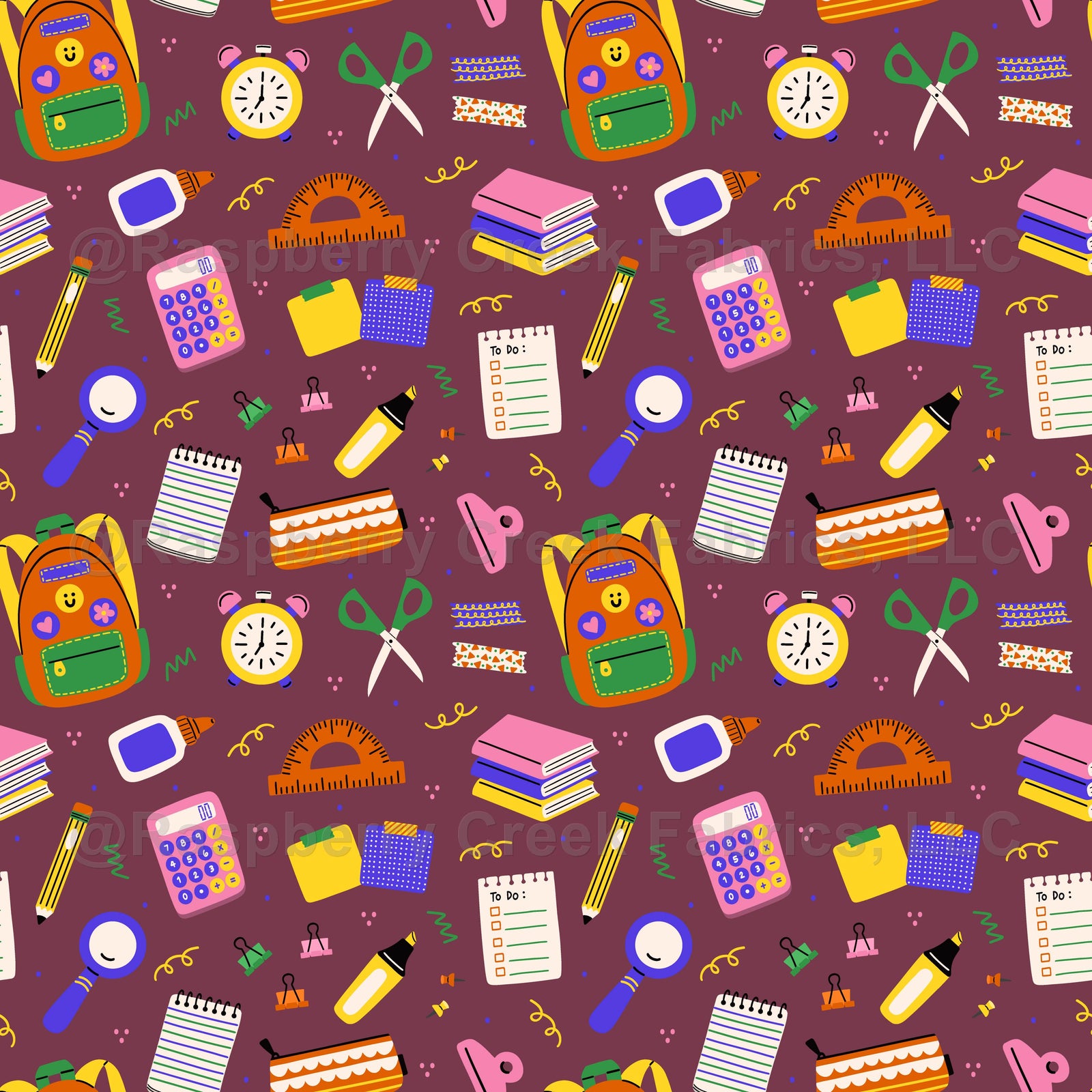 Back to School Supplies on Maroon