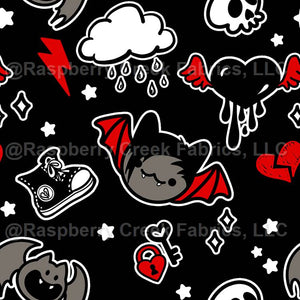 Emo Bat Kawaii Emo Bat Scene Kid Alt Aesthetic Goth Halloween Gothic Red Black ...