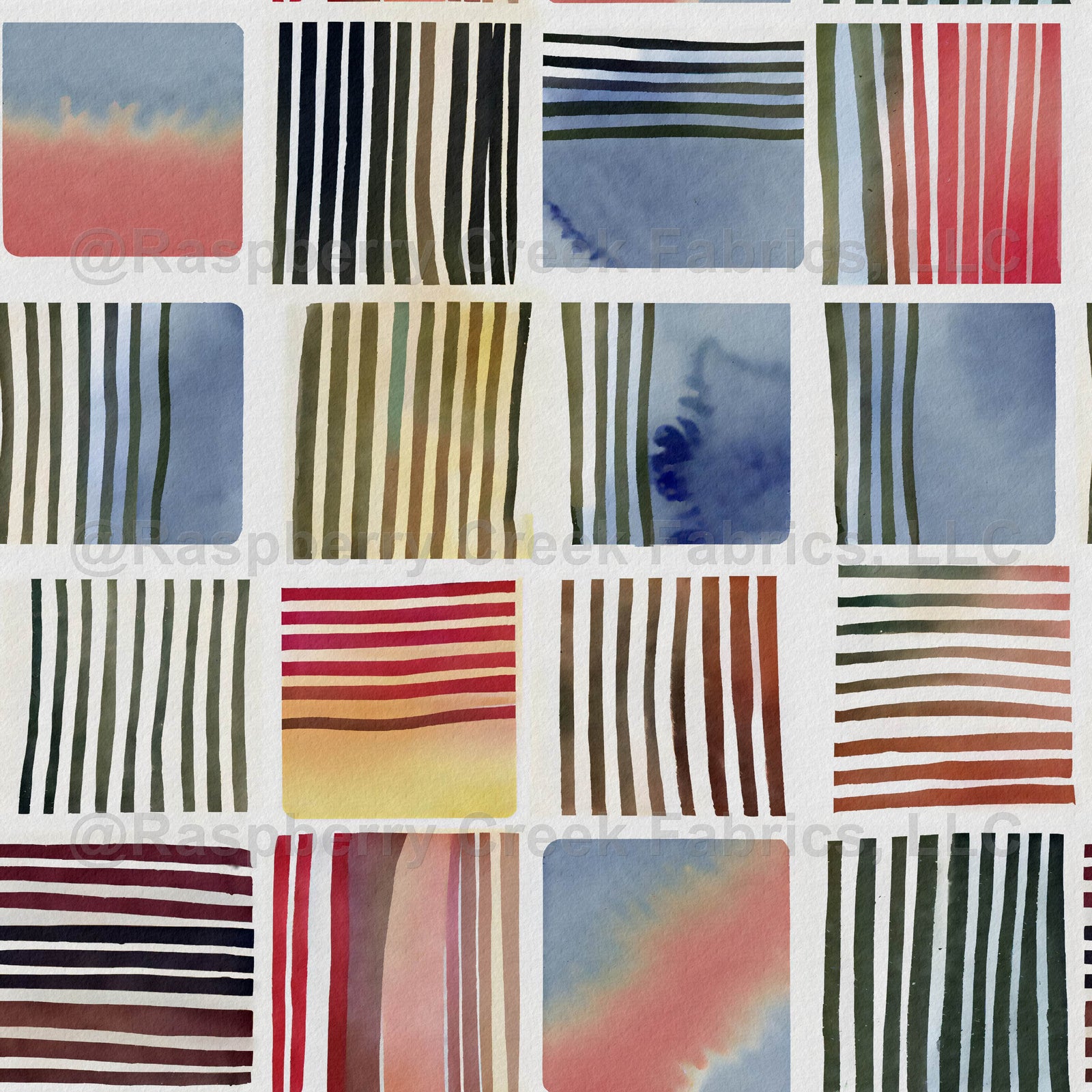 Geometric Watercolor - Lines and squares resembling a polaroid image