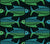 Mid Century Color Block Fish - Green / Blue on Black ©studioxtine Image