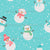 Winter Snowmen Hats and Gloves On Aqua Image