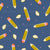 Bright Yellow and Red Pencils Shavings Stationery Triangles Navy Blue Image