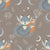 Dreamy Celestial Foxes: Taupe Night Sky Stars & Botanical Motifs Image