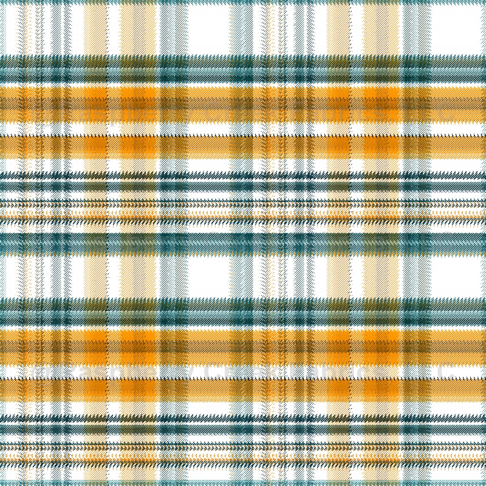 A retro twill plaid pattern in orange and teal colors. Fun 1970s vibe, great for bedding, clothing for kids or adults.