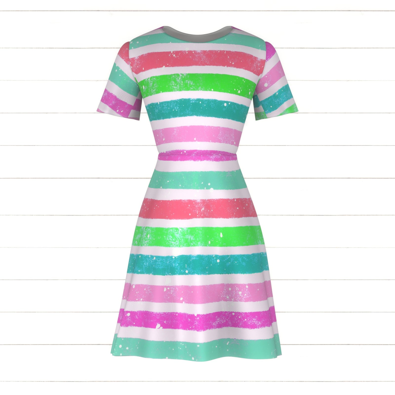 Bright, white, green, aqua, pink, turquoise, splatter paint, hand drawn, stripes, swim, kids, girls, summer