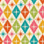 Mid Century Colorful Atomic Starbursts on retro harlequin diamonds Image