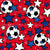 Team Spirit Soccer Balls and Stars on Red Image