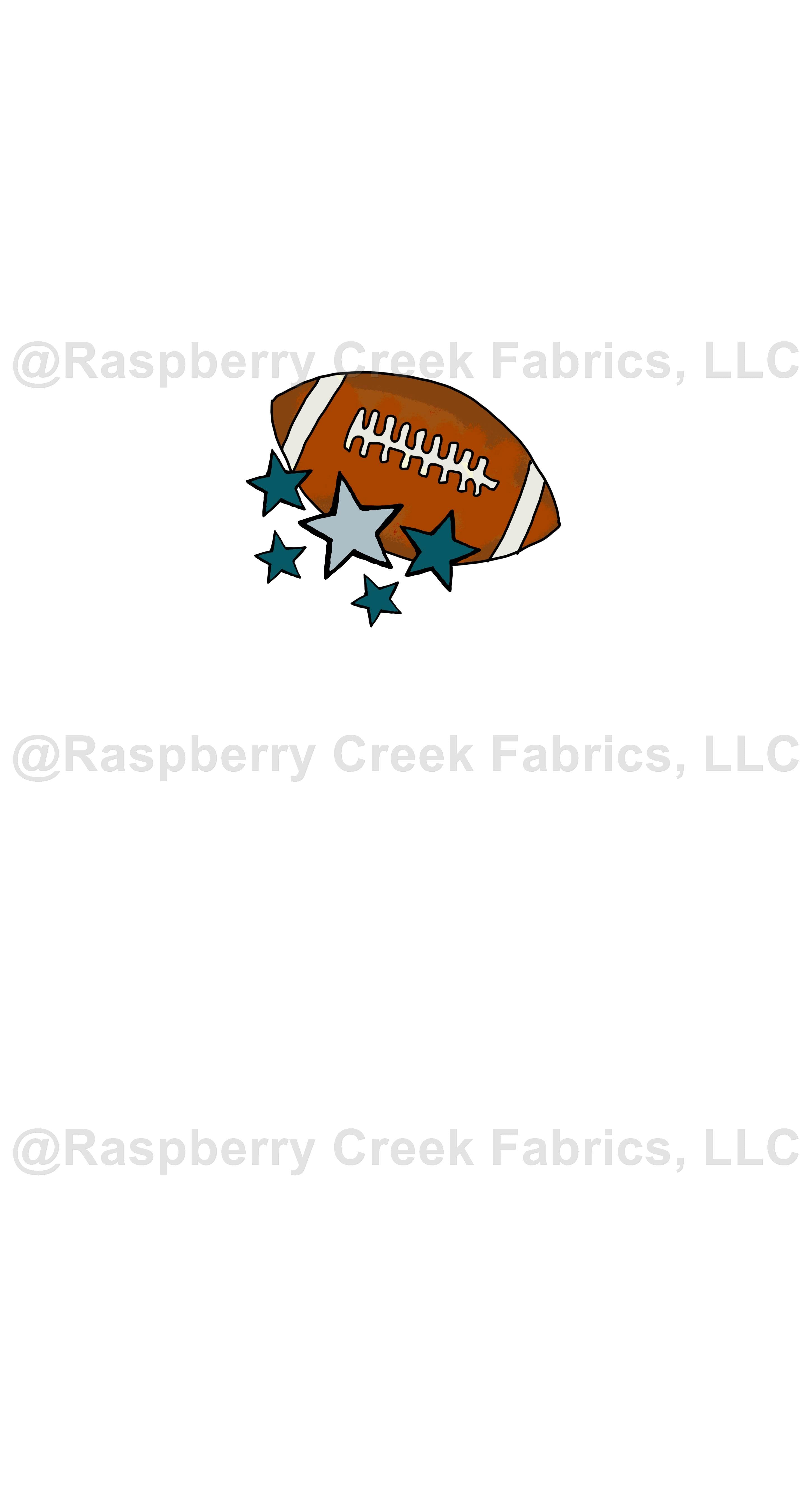 Team Spirit Footballs and Stars in Philadelphia Eagles Colors Midnight Green  Grey Silver Fabric, Raspberry Creek Fabrics