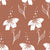 Hand Drawn White Flowers Bubbles Leaves and Stems on Cinnamon Brown Image