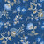 Folksy dusty blue flowers on dark blue background Image