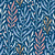 Boho pattern with colorful leaves on a dark blue background. Image