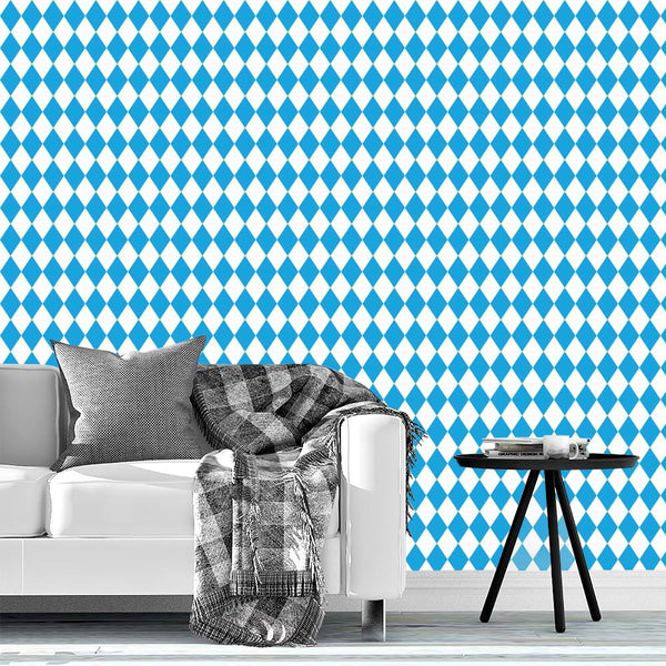 Classic Oktoberfest Bavarian Blue and White Small Diagonal Diamond Pat ...
