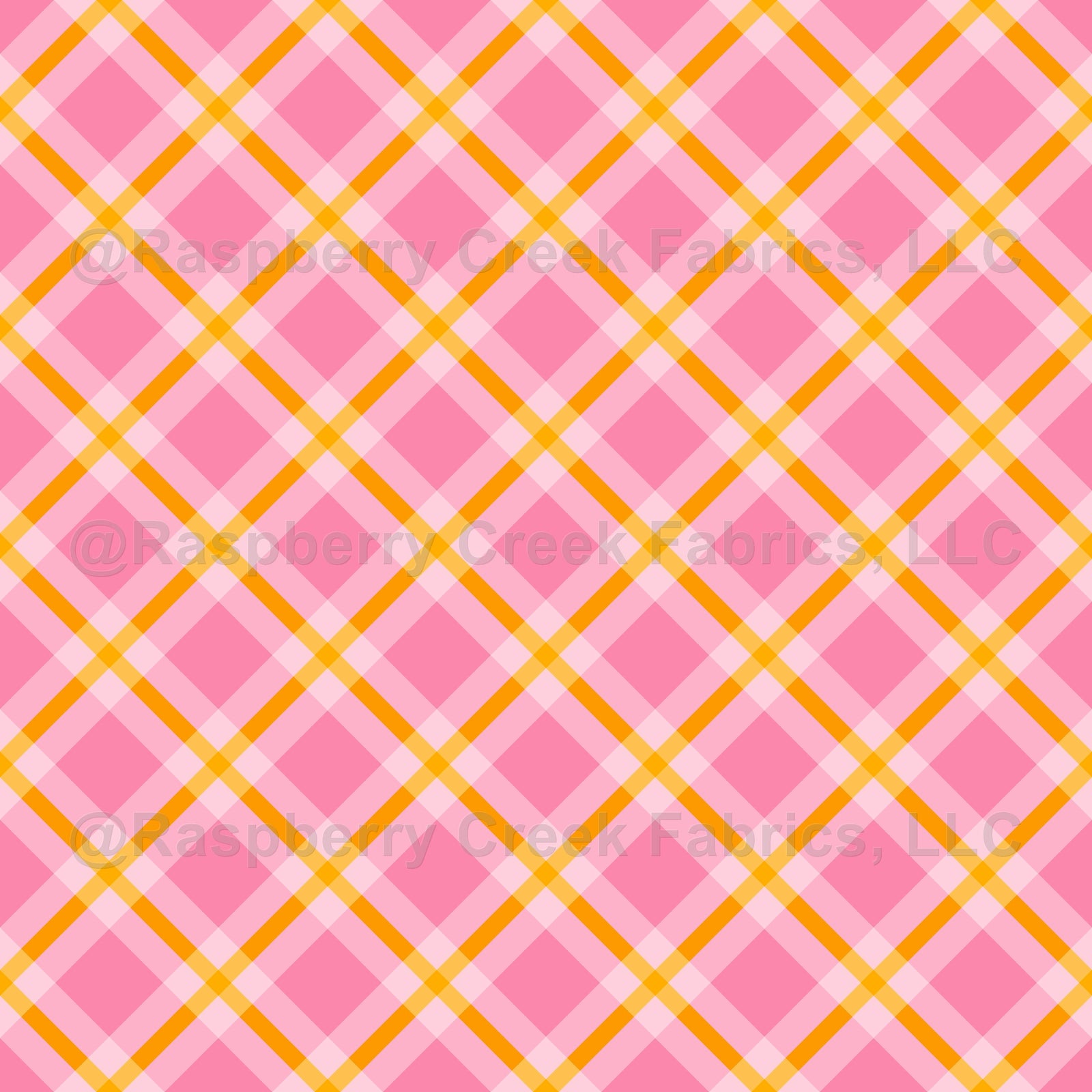 Retro Pink and Yellow Double Plaid Tartan Diagonal Geometric Checks