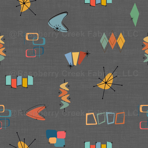 Mid Century Modern Textured Dark Gray - Raspberry Creek Fabrics