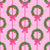 Preppy Christmas Wreath Stripe with Pink Holiday Bows Image