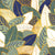 Leaf wall // navy blue pine and sage green leaves golden lines Image