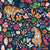 Tropical Jungle Tiger Floral on Navy Blue Image