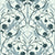 Art Nouveau Dragonfly Frosted Mint Midnight Blue Botanical Floral Wallpaper Image